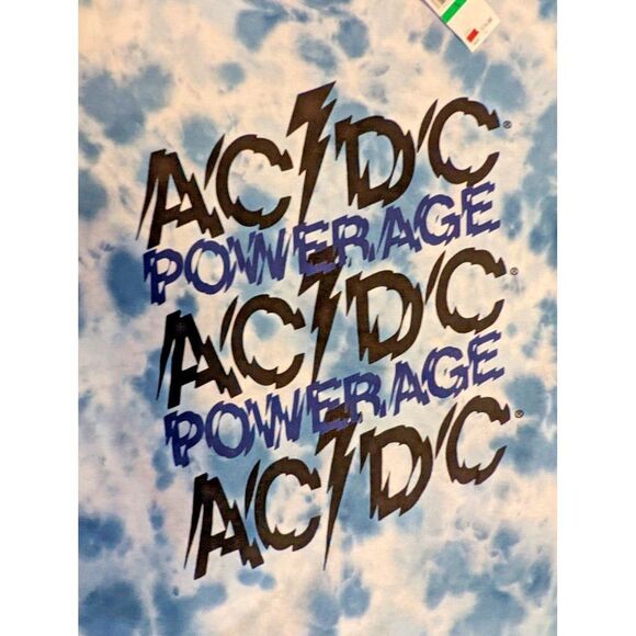AC DC Rock Band Powerage Size Large Blue White Tie-Dye Cotton T-Shirt NEW - Picture 2 of 3